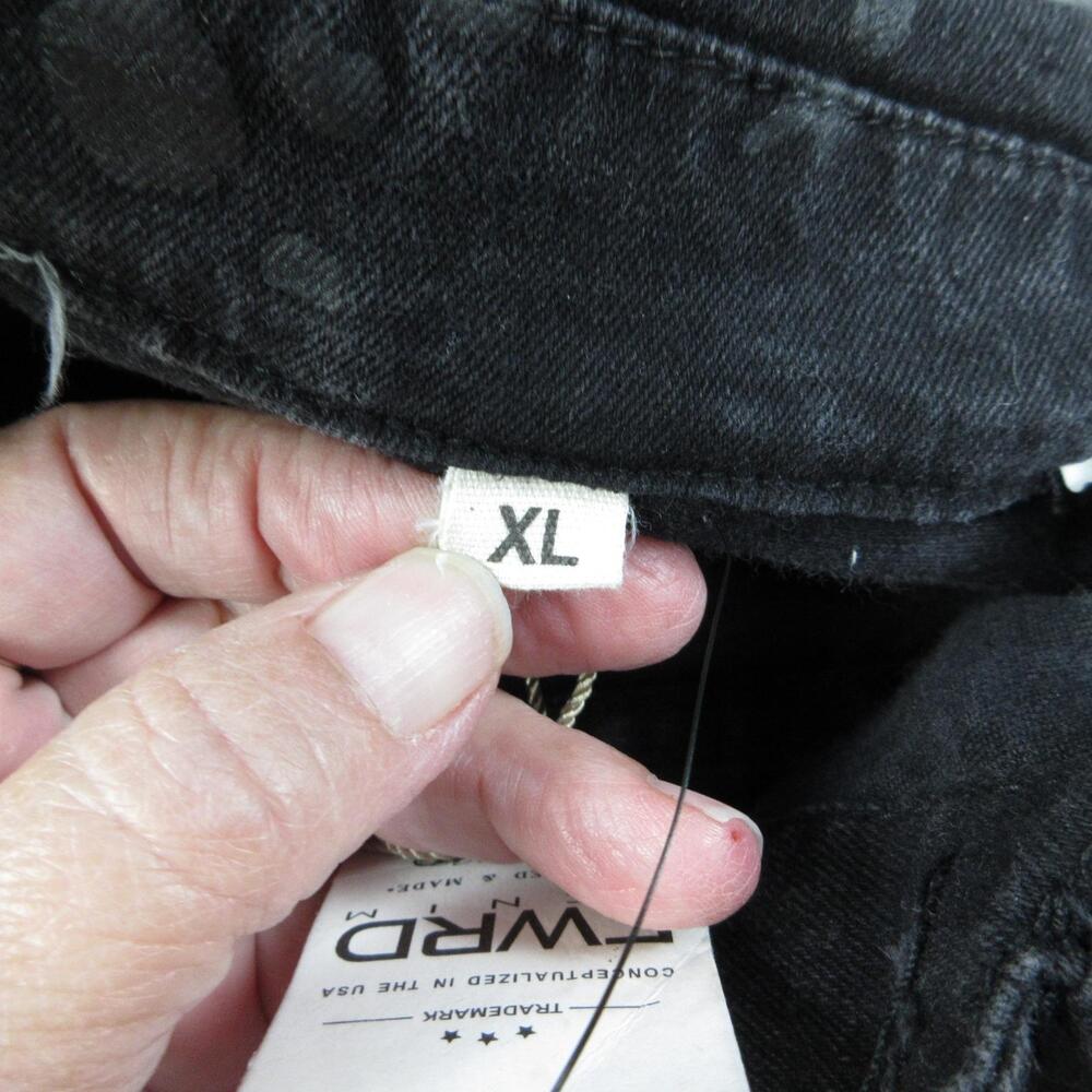 FWRD Denim Jacket Mens XL Black Biker Collared Pockets Stretch Button Tags NWT - Picture 6 of 16